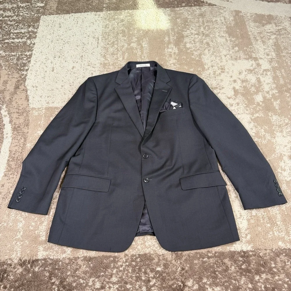 Joseph Abboud Blazer Marzotto 120's Wool Mens 44R Black Sport Coat Old Money